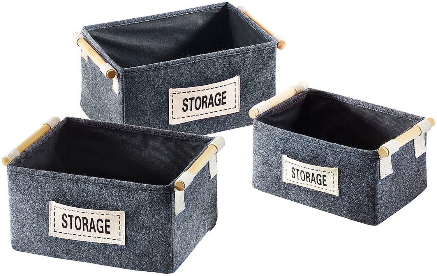 Kobolo Aufbewahrungskorb Regalboxenset aus Filz STORAGE im 3er Set Bild 1