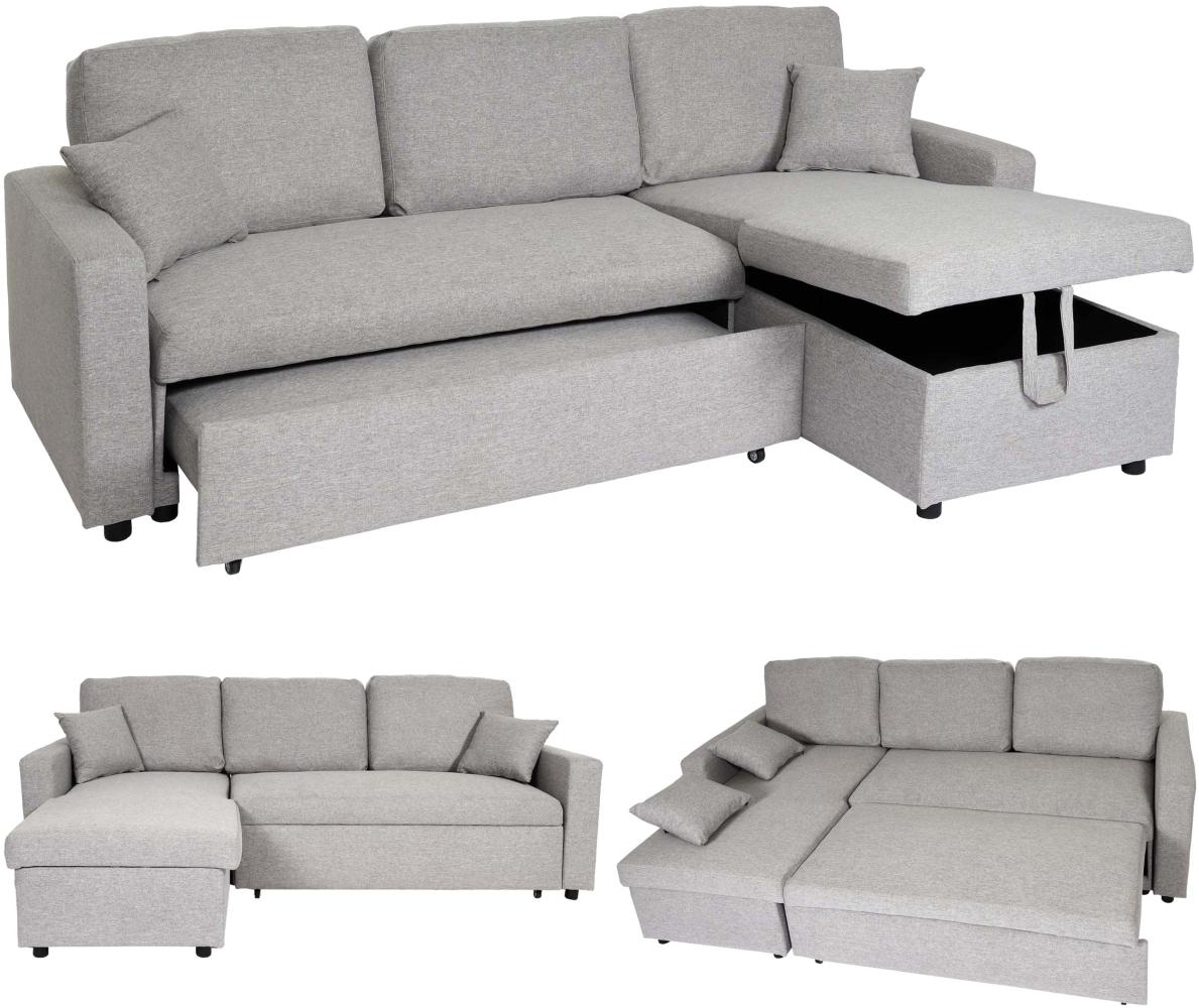 Ecksofa mit Bettkasten HWC-L17, Couch Sofa L-Form, Liegefläche Nosagfederung 228cm ~ grau Bild 1