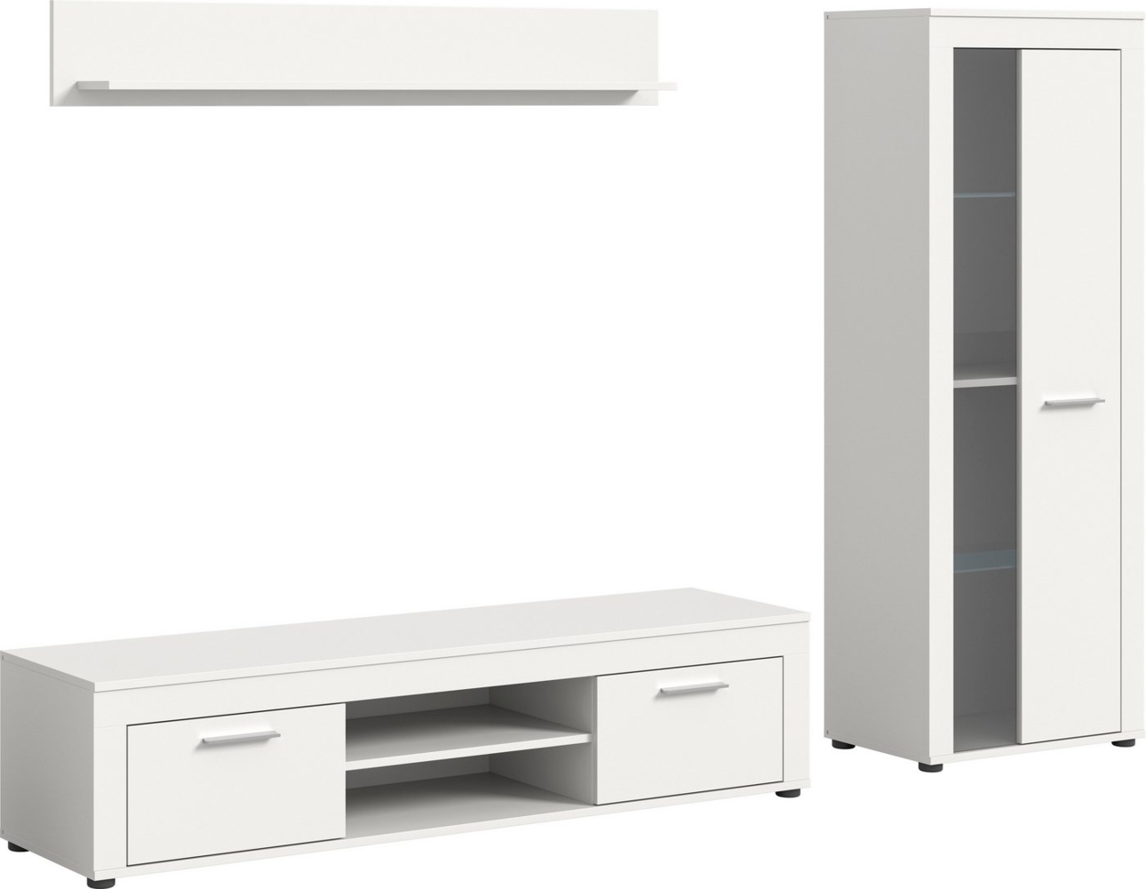 INOSIGN Wohnzimmer-Set Aosta, Breite 235cm, bestehend aus Lowboard, Wandboard, Vitrine, (3-St), Wohnwand, Kombination, Anbauwand, Möbel Set, Schrankwand, Möbel Kombi Bild 1