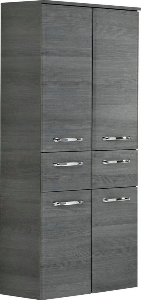 Saphir Midischrank Quickset Badschrank 60 cm breit, 141 cm hoch mit 4 Türen Badezimmer-Midischrank inkl. Türdämpfer, Griffe in Chrom glänzend Bild 1