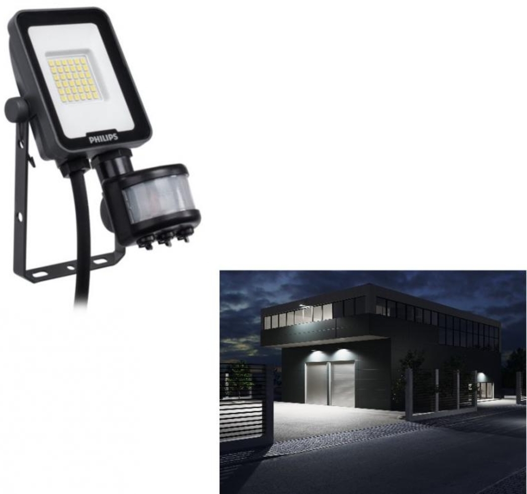 Philips LED-Scheinwerfer BVP164 Ledinaire 10W SENSOR 4000K IP65 schwarz Bild 1