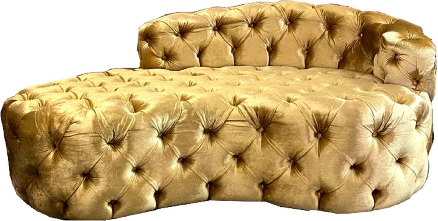 Casa Padrino Luxus Chesterfield Samt Chaiselongue Gold Bild 1