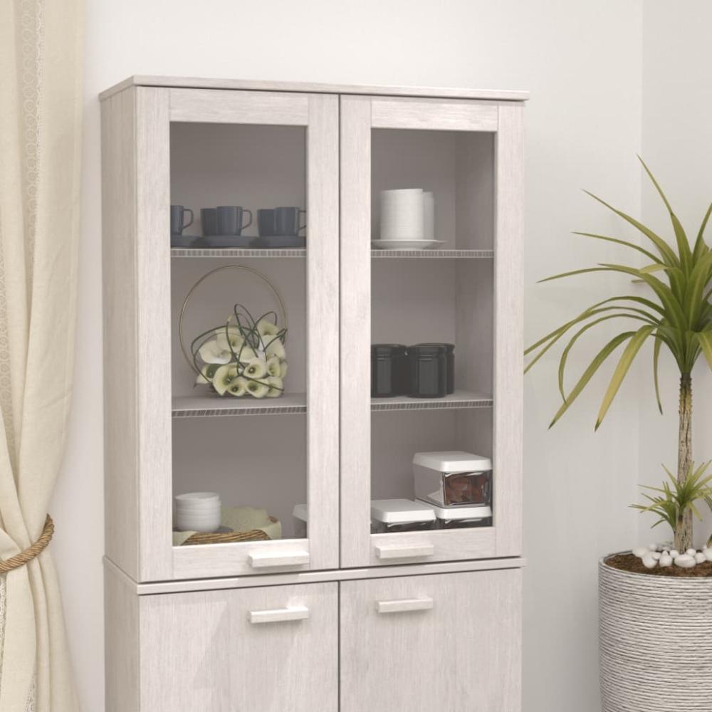 Aufsatz für Highboard Weiß 85x35x100 cm Massivholz Kiefer [340505] Bild 1