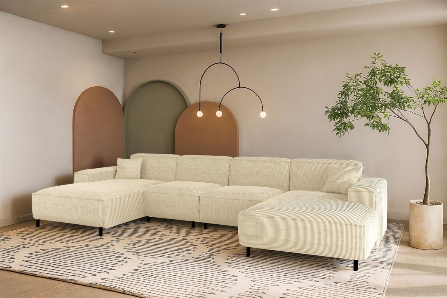 Wohnlandschaft Sofa U-Form GLORIA in Stoff Scala Creme Bild 1