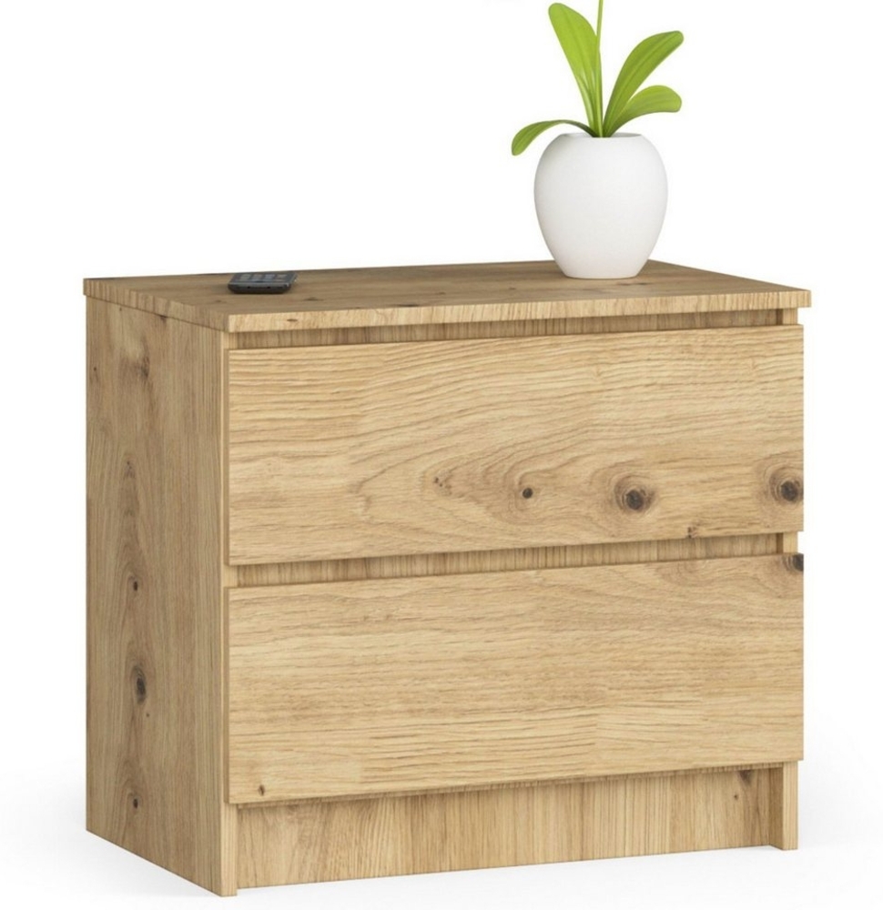 Home Collective Kommode 60 cm breit Holz Highboard Sideboard für Flur Schlafzimmer Wohnzimmer (Kommode Schlafzimmer Kommode mit Schubladen Holz Schrank), Kinderzimmer Organizer, 55 cm hoch mit 2 Schubladen Artisan Eiche Bild 1