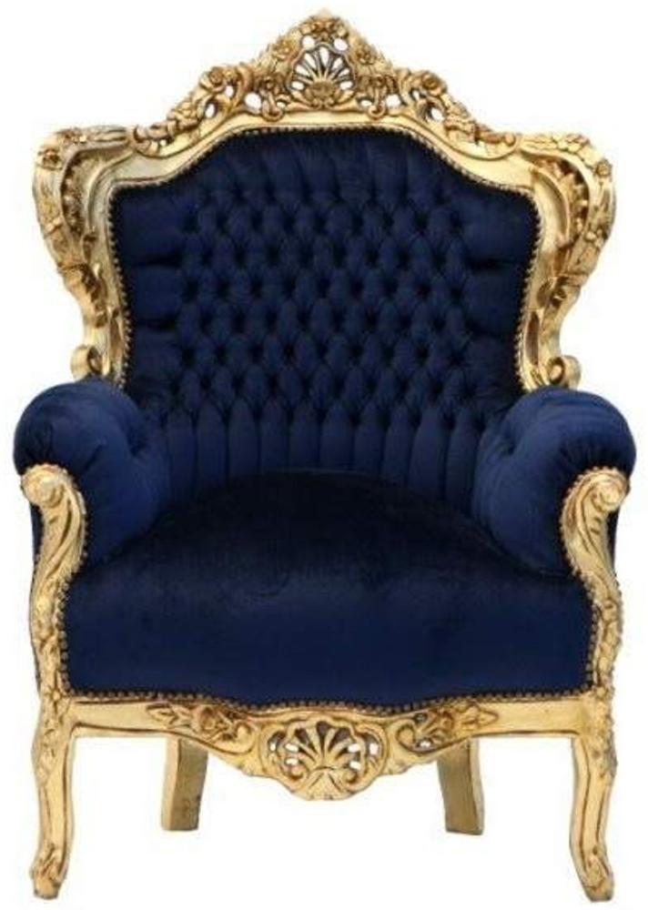 Casa Padrino Barock Sessel King Royalblau / Gold - Barock Möbel Einrichtung Barockmöbel Barocksessel Bild 1