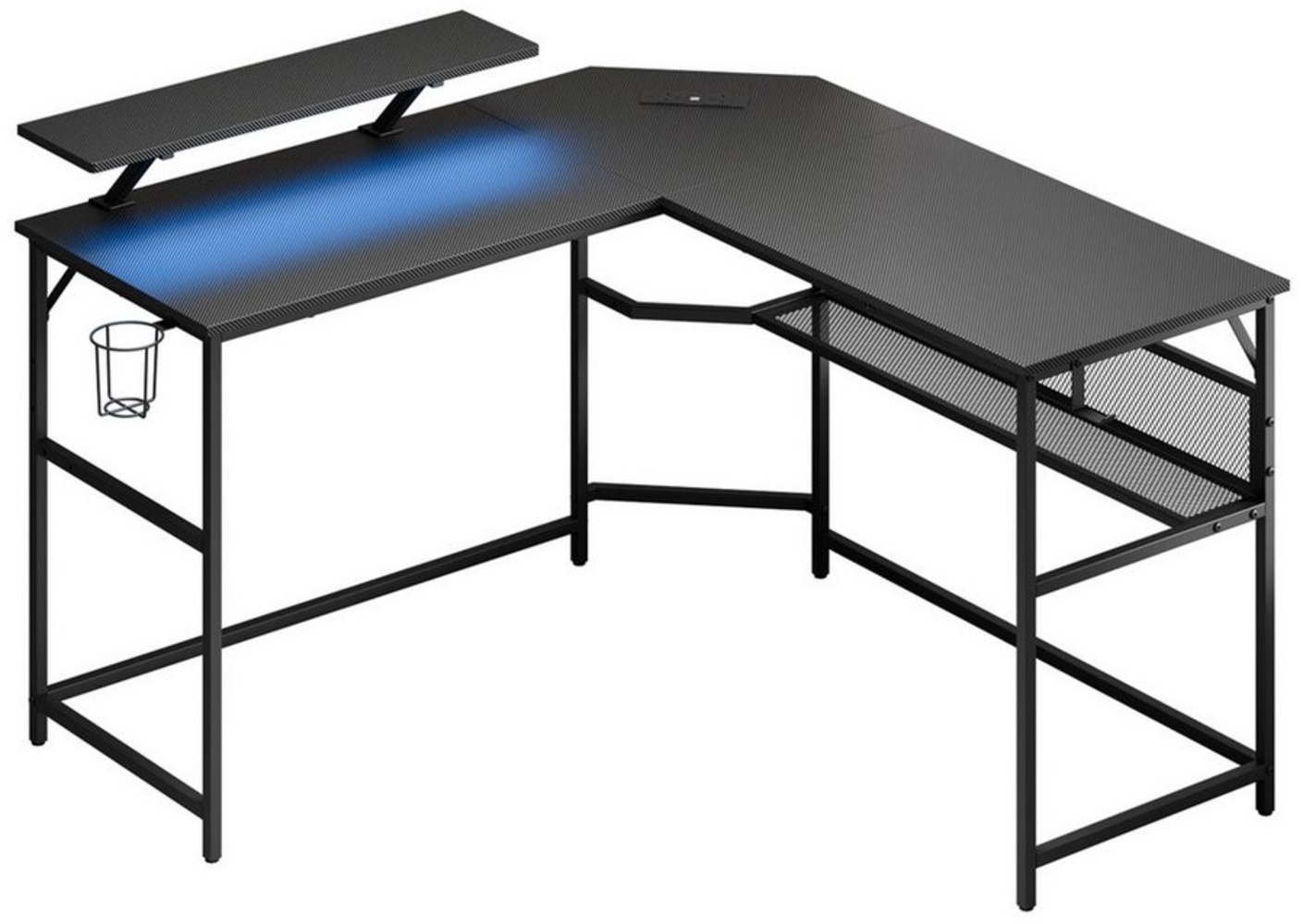 Mondeer Eckschreibtisch L-Shape Eckschreibtisch (130*130cm), RGB-Lichtleiste Steckdose USB-Stromversorgung Monitorständer Bild 1