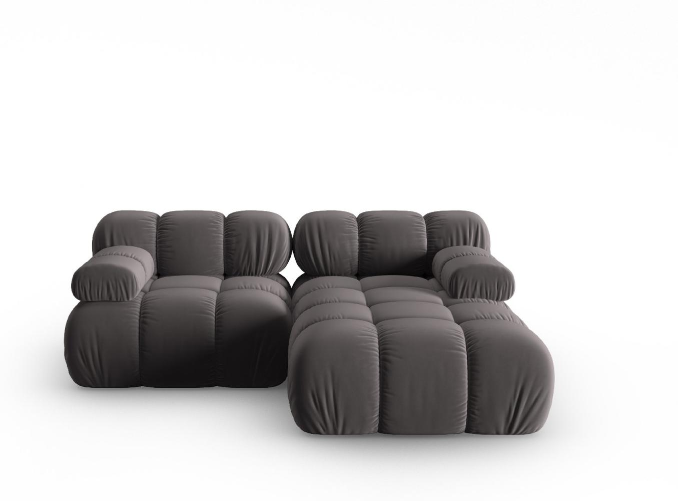 Micadoni Modulares Ecksofa Bellis 3-Sitzer Rechts Samtstoff Dunkelgrau Bild 1