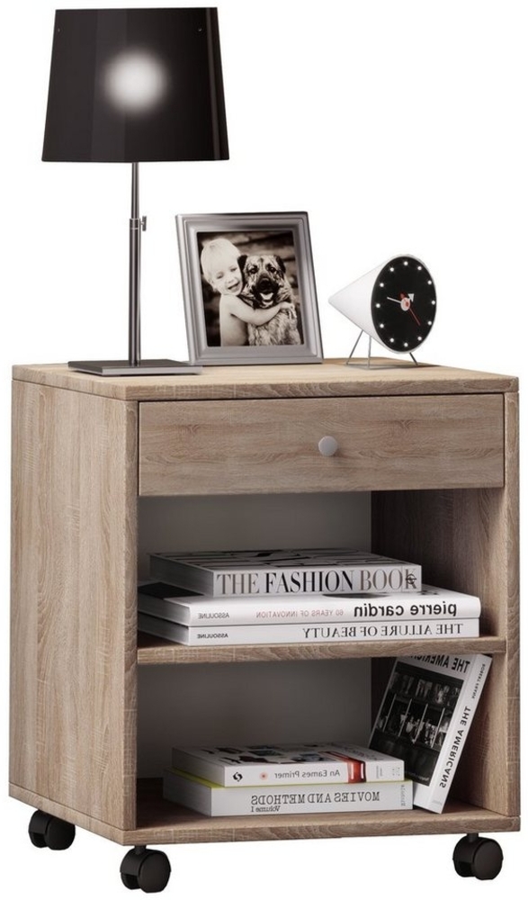 VCM Nachttisch Holz Nachttisch Schrank Rolda Schublade Rollen Bild 1