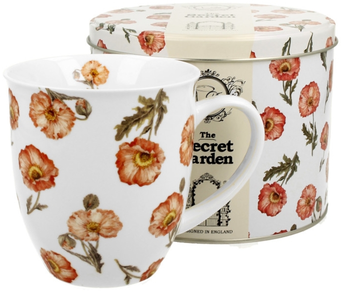 DUO FLORAL Becher 400 ml WILD POPPIES in Metalldose, New Bone China Porzellan Bild 1