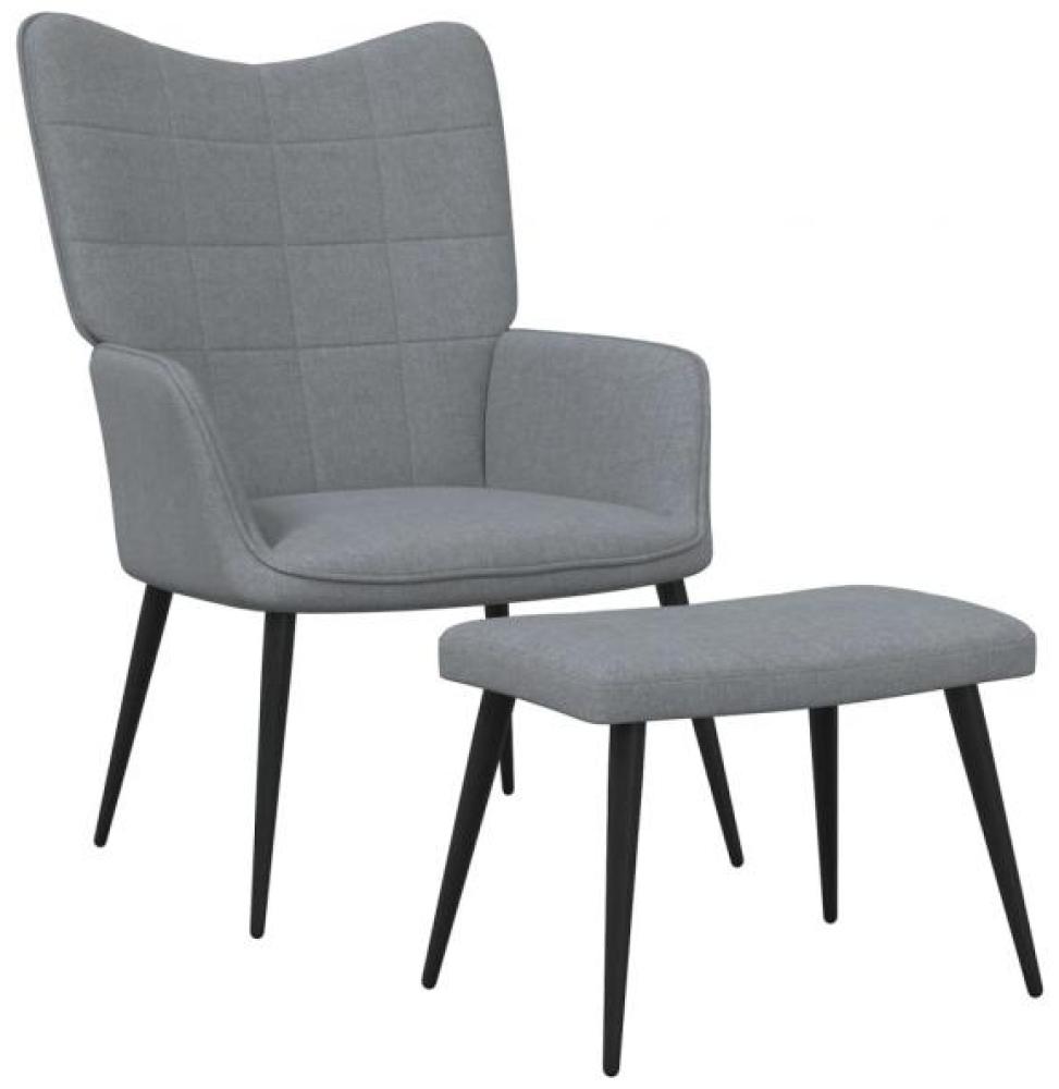 vidaXL Relaxsessel mit Hocker Hellgrau Stoff [327952] Bild 1