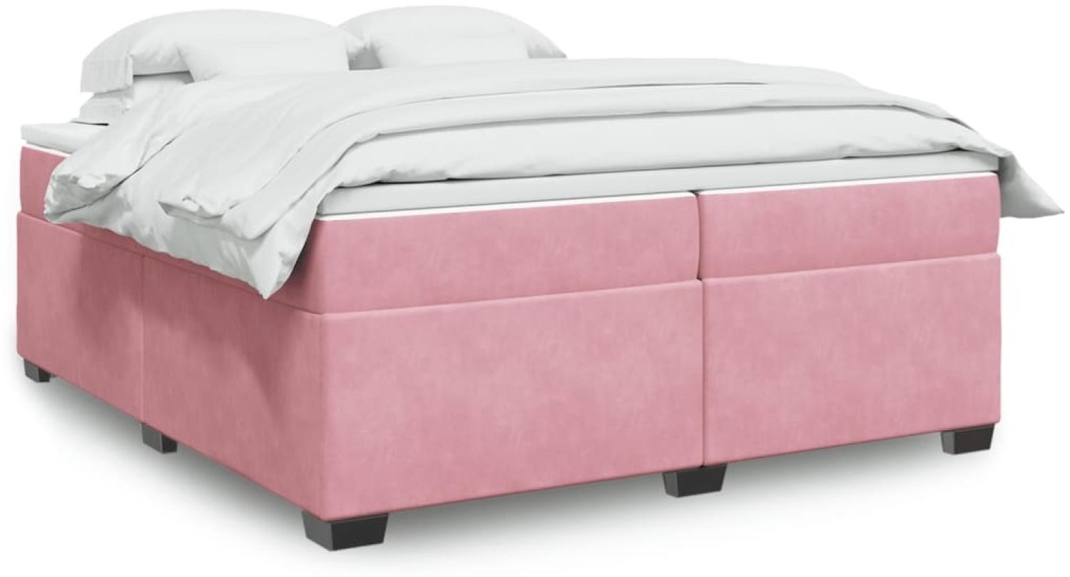 vidaXL Boxspringbett mit Matratze Rosa 200x200 cm Samt 3285310 Bild 1