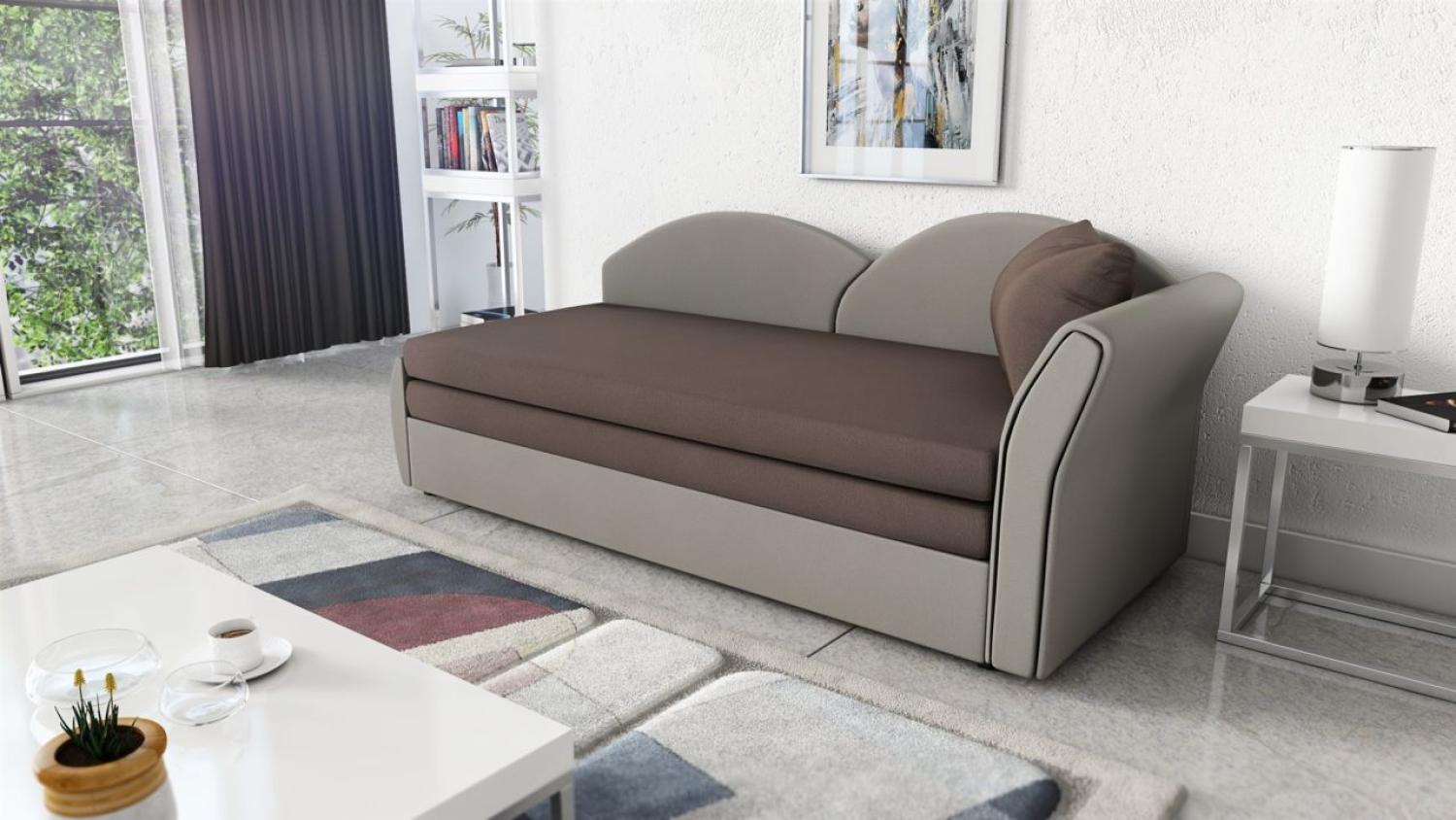 Sofa Schlafsofa inklusive Bettkasten ALINA / L- Stoff Alova Grau / Braun Bild 1