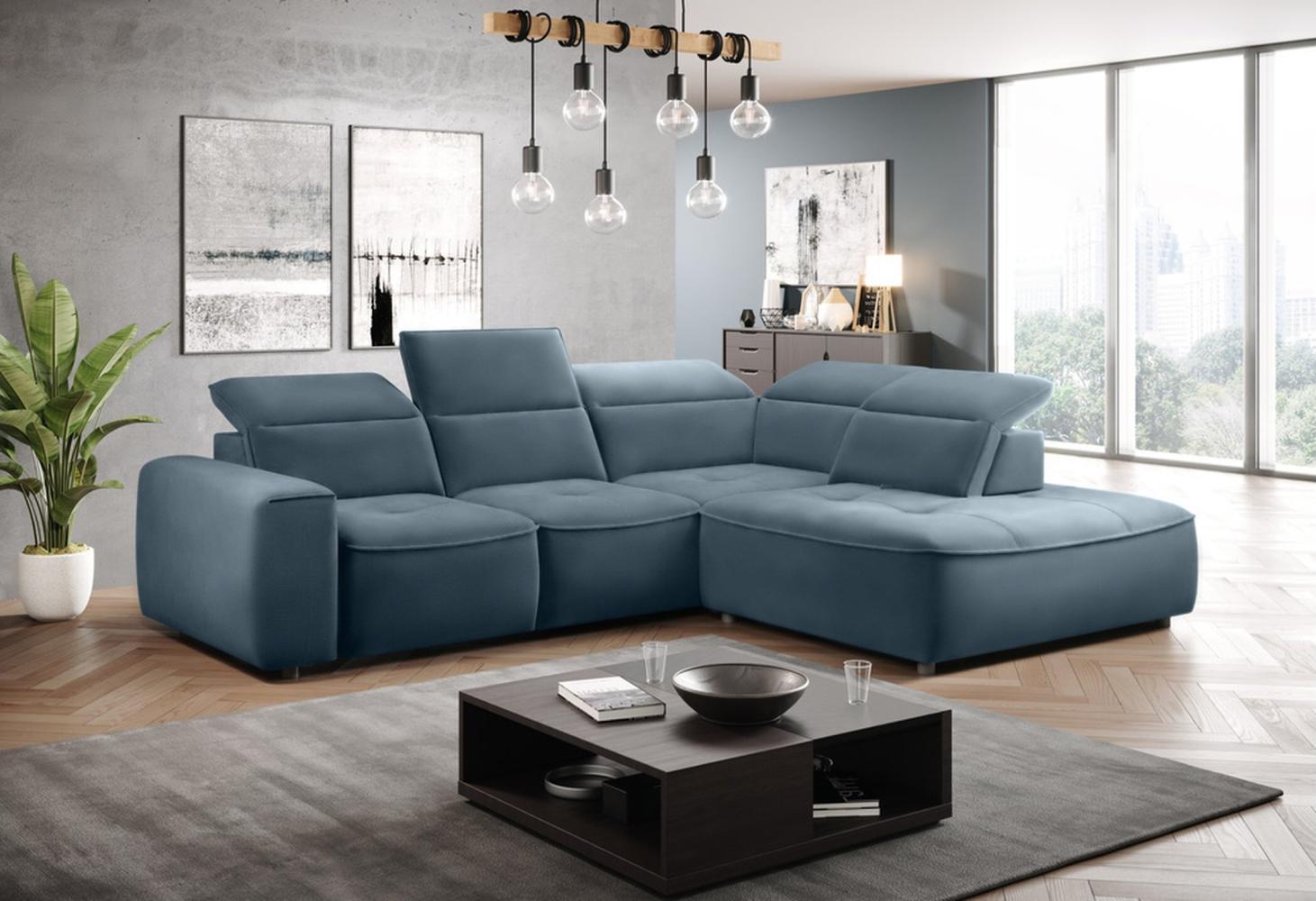 Stylefy Colton L Ecksofa Struktur JAZZ Pastellblau Rechts Bild 1