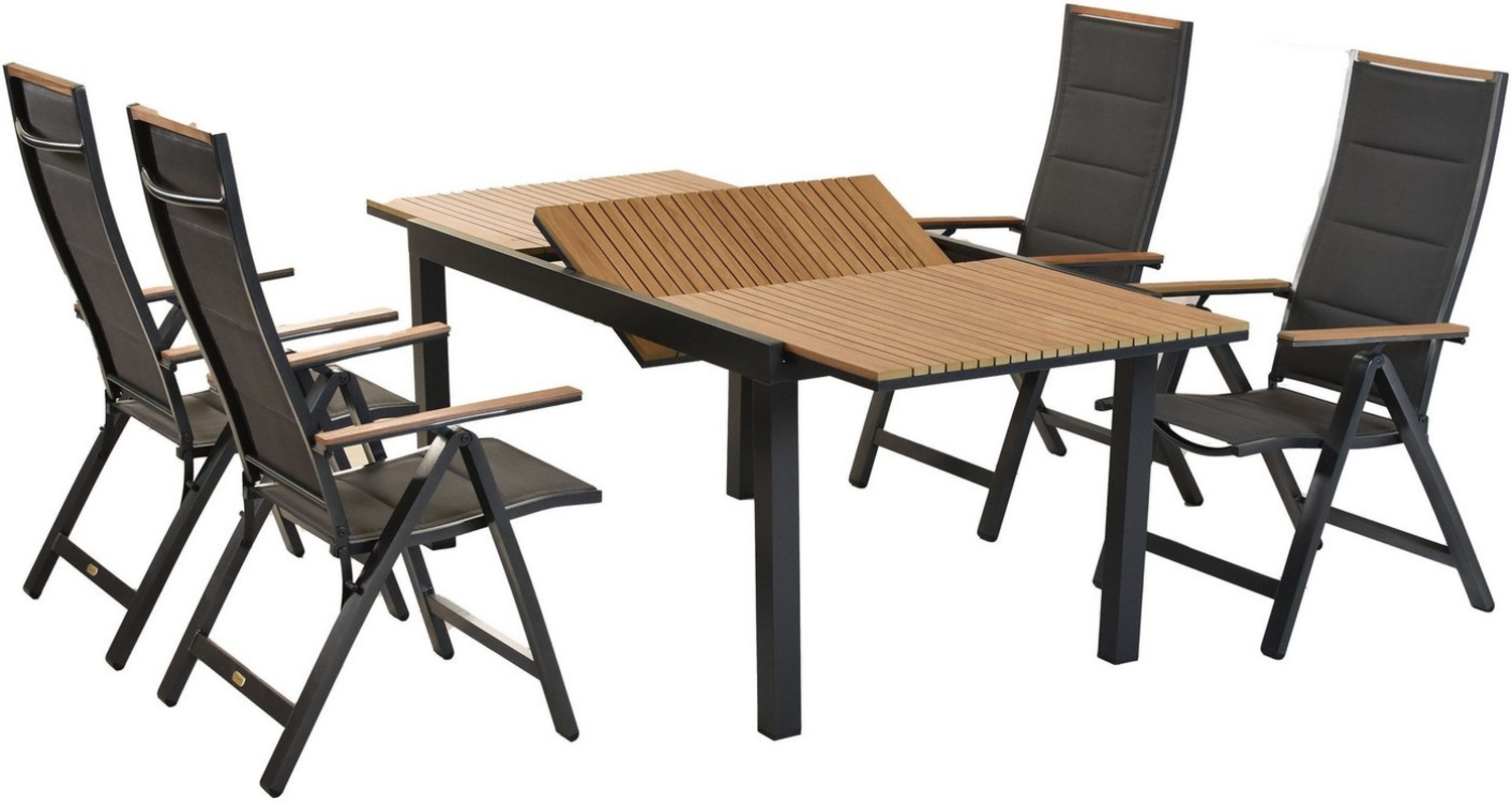 MERXX Garten-Essgruppe »Verona«, (Set, 5-tlg), Armlehnen, Rückenabschluss und Tischplatte aus Kunststoff in Holzoptik Bild 1