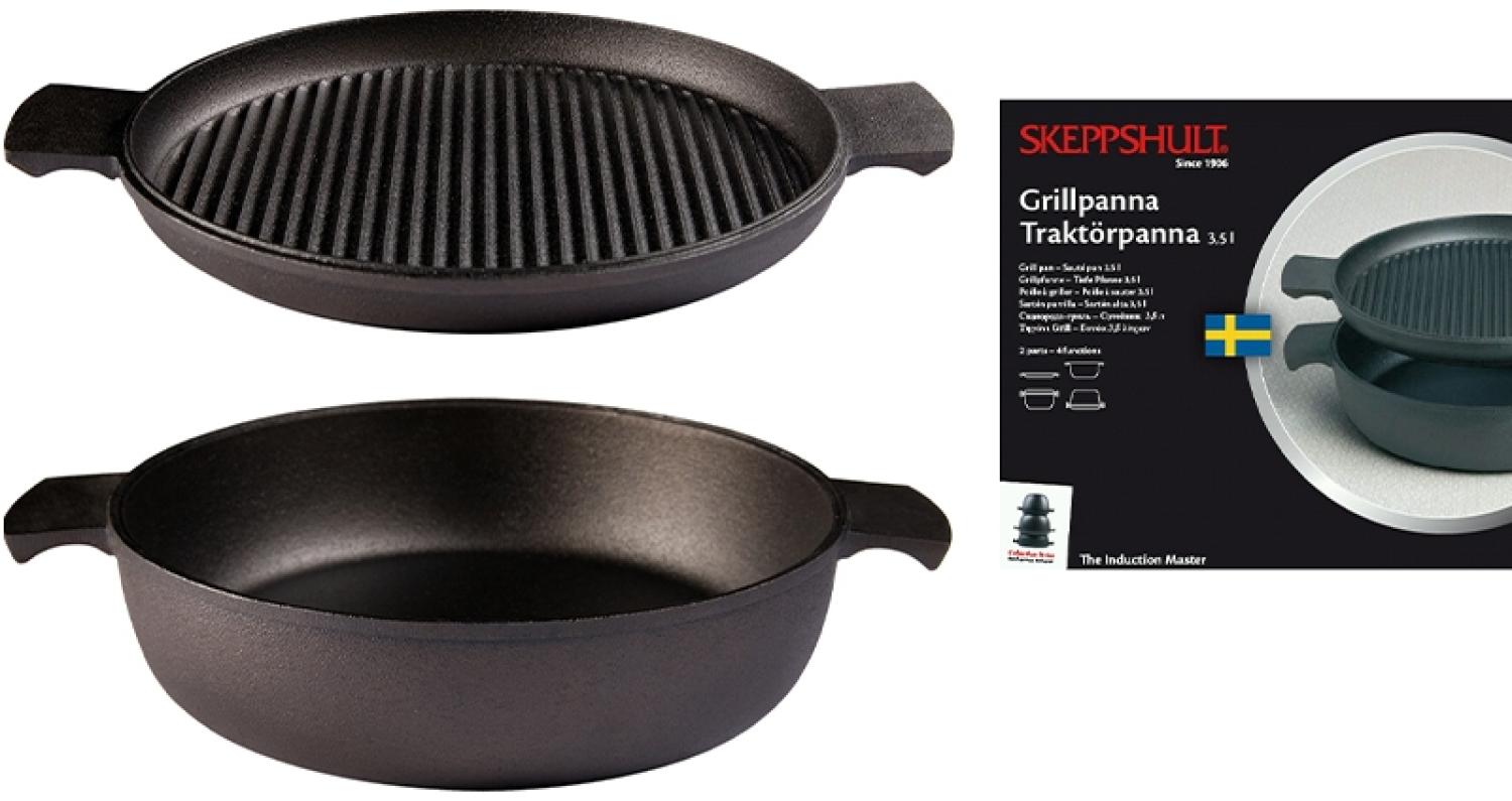 Skeppshult Grytstapel Servierpfanne 27 cm und Grillpfanne 27cm im Set - Schwarz - 25 bis 28 cm Bild 1