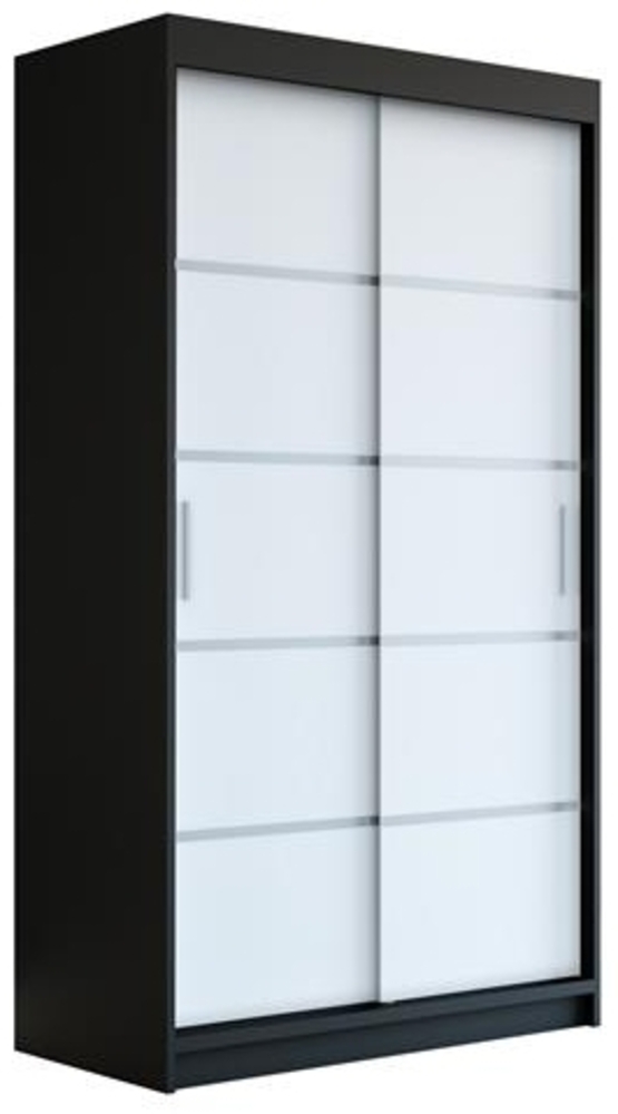 Schwebetürenschrank PARIS 2-türig Schrank 120 cm (mit Spiegel) Farbe: Schwarz , weiß Bild 1