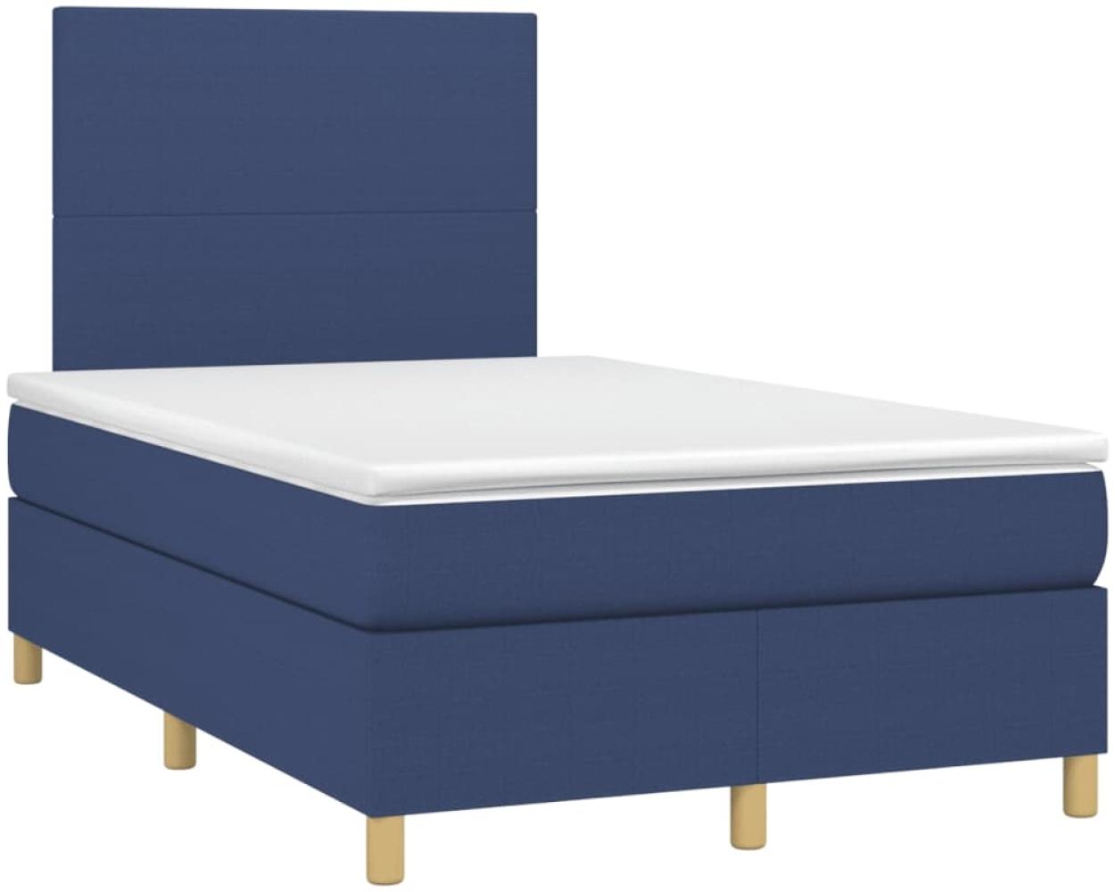 vidaXL Boxspringbett mit Matratze Blau 120x190 cm Stoff 3269922 Bild 1