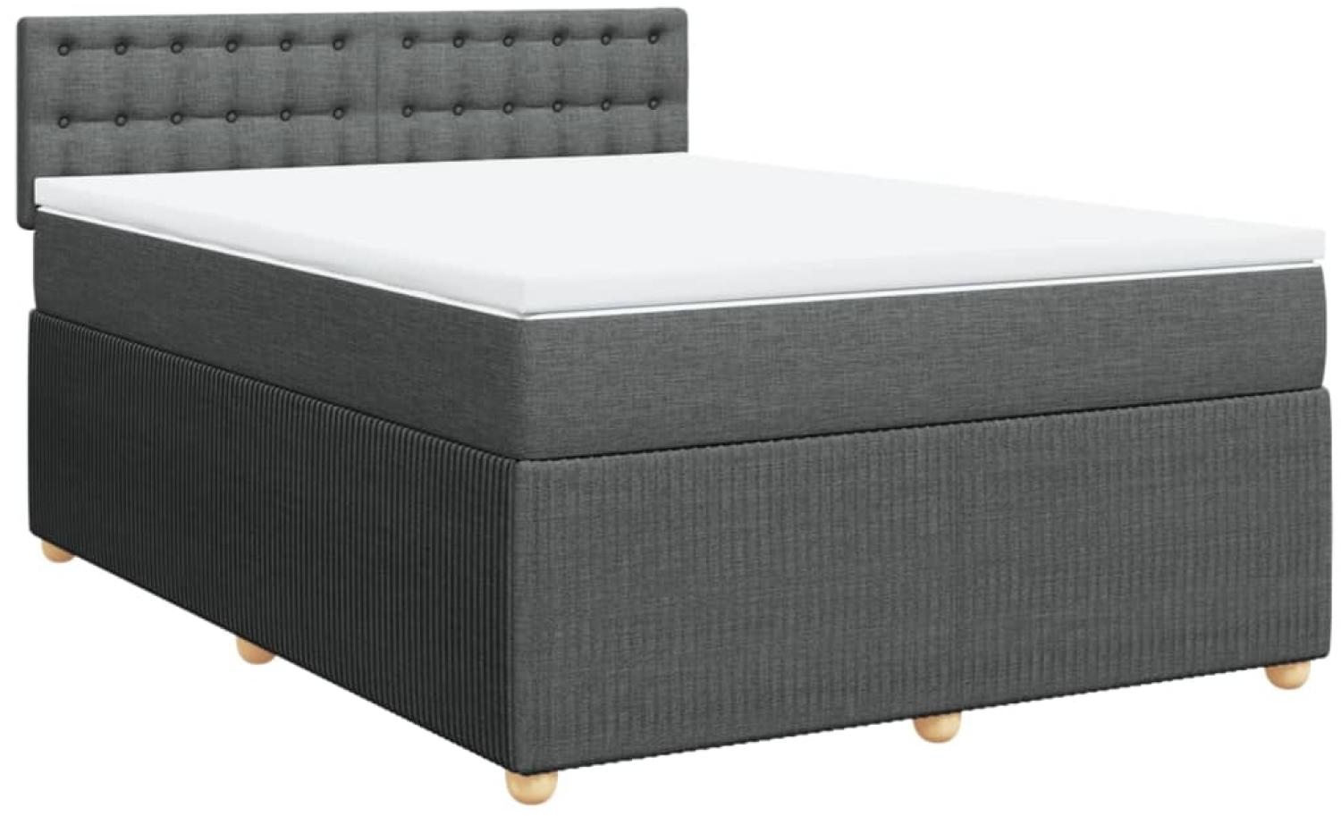 vidaXL Boxspringbett mit Matratze Dunkelgrau 140x190 cm Stoff 3287466 Bild 1