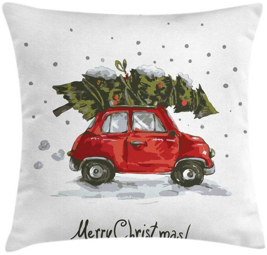 Abakuhaus Kissenbezüge Kissenhülle mit Farbfesten Klaren Farben Beidseitiger Druck, (1 Stück), Weihnachten Retro-Auto mit Baum Bild 1