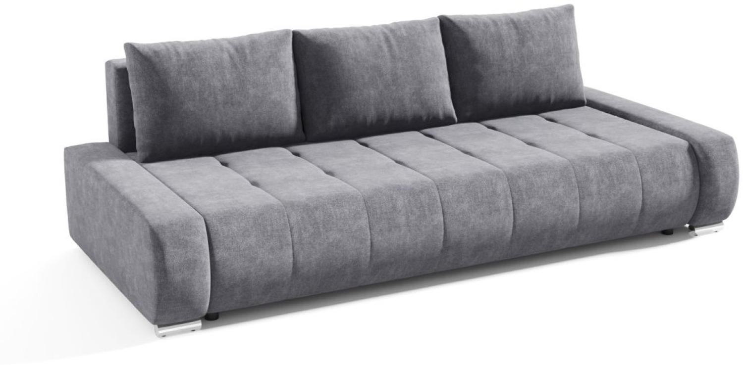 Sofa 3-Sitzer mit Schlaffunktion VOGAR Stoff Aston Dunkelgrau Bild 1