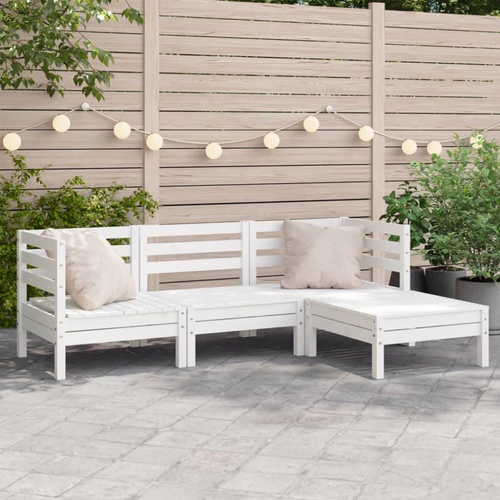 vidaXL Gartensofa 3-Sitzer mit Hocker Weiß Massivholz Kiefer 838055 Bild 1