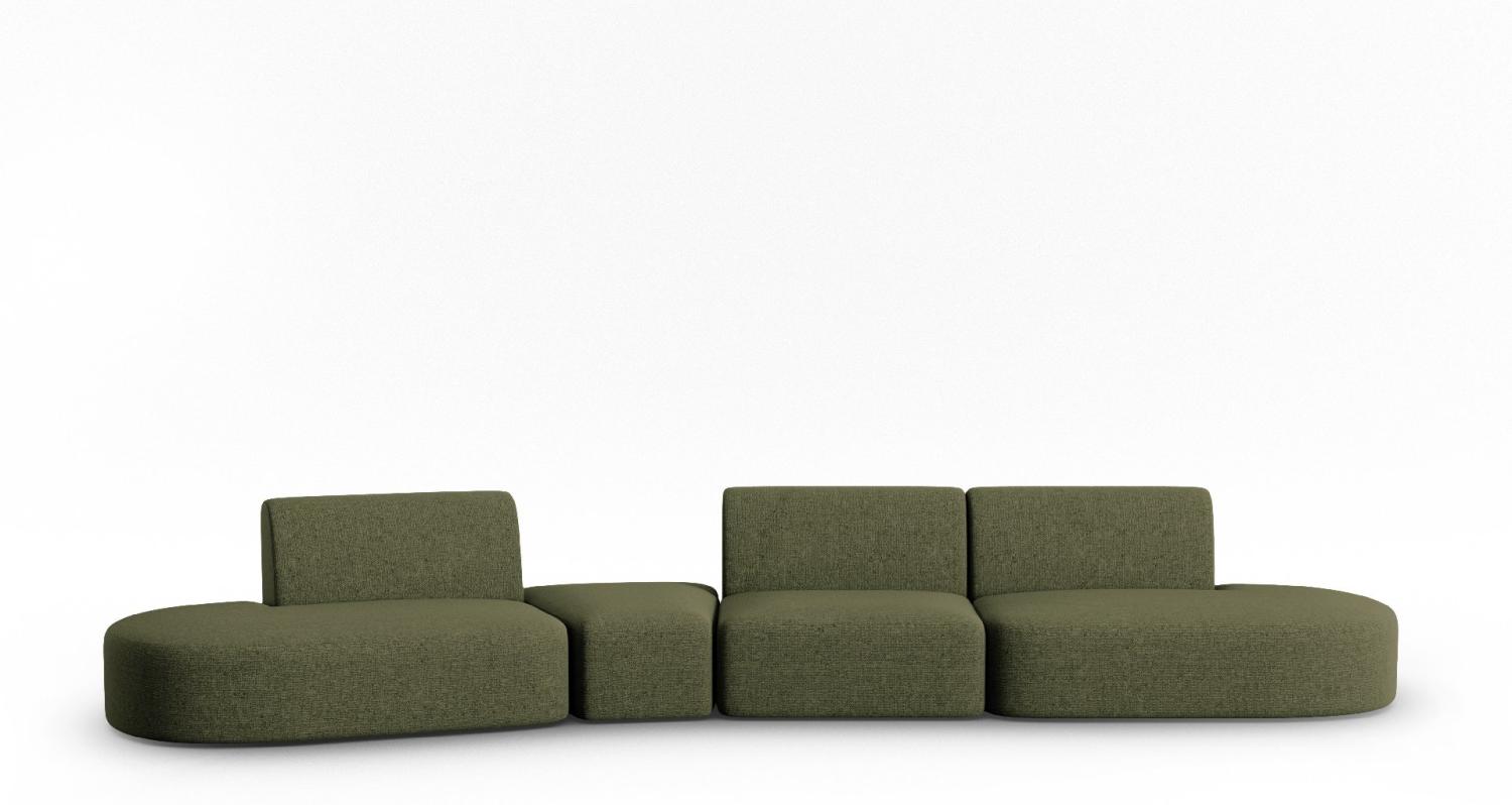 Micadoni Modulares Sofa Shane 6-Sitzer Links Chenille Grün Melange Bild 1