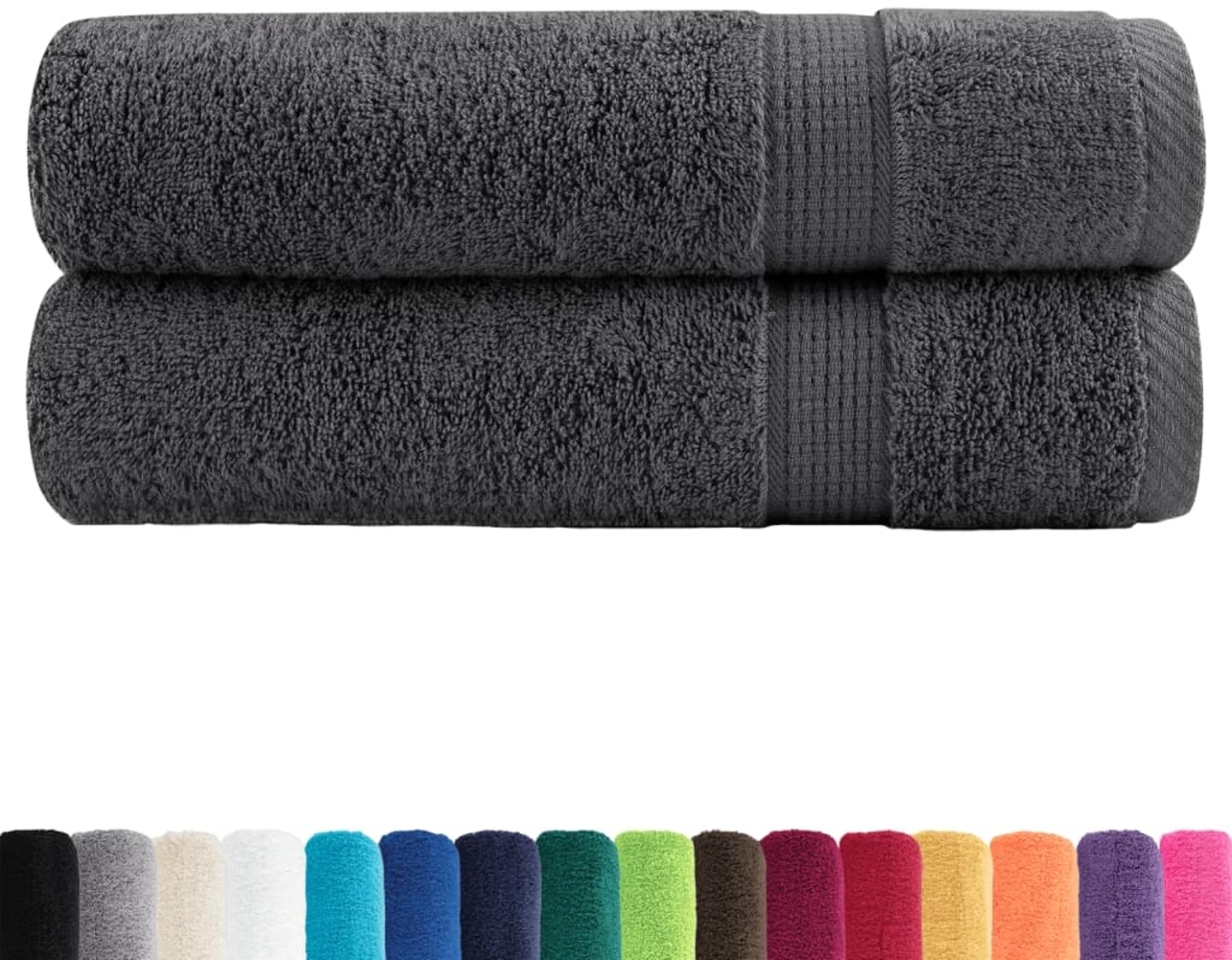 vidaXL Premium Badetücher SOLUND 2 Stk. Anthrazit 100x150 cm 600 g/m² 137164 Bild 1