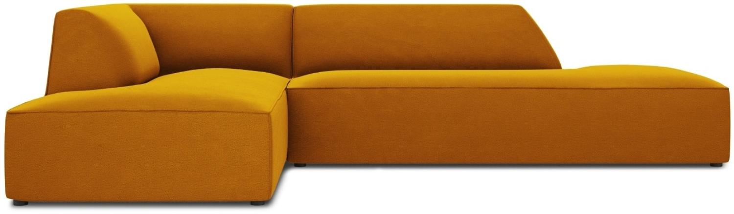 Micadoni 4-Sitzer Samtstoff Modular Ecke links Sofa Ruby | Bezug Yellow | Beinfarbe Black Plastic Bild 1