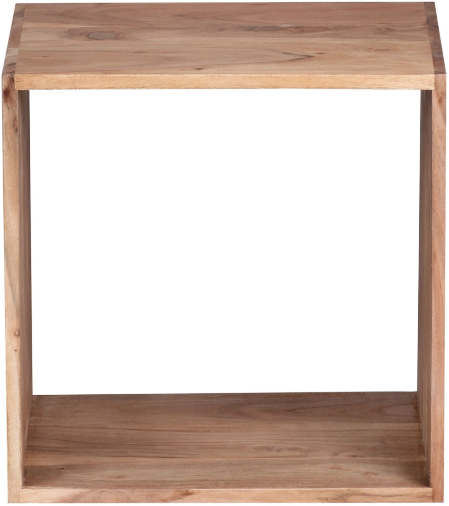 Standregal MUMBAI Massivholz Akazie 43,5 cm Cube Regal Design Holzregal Naturprodukt Beistelltisch Landhaus-Stil Bild 1