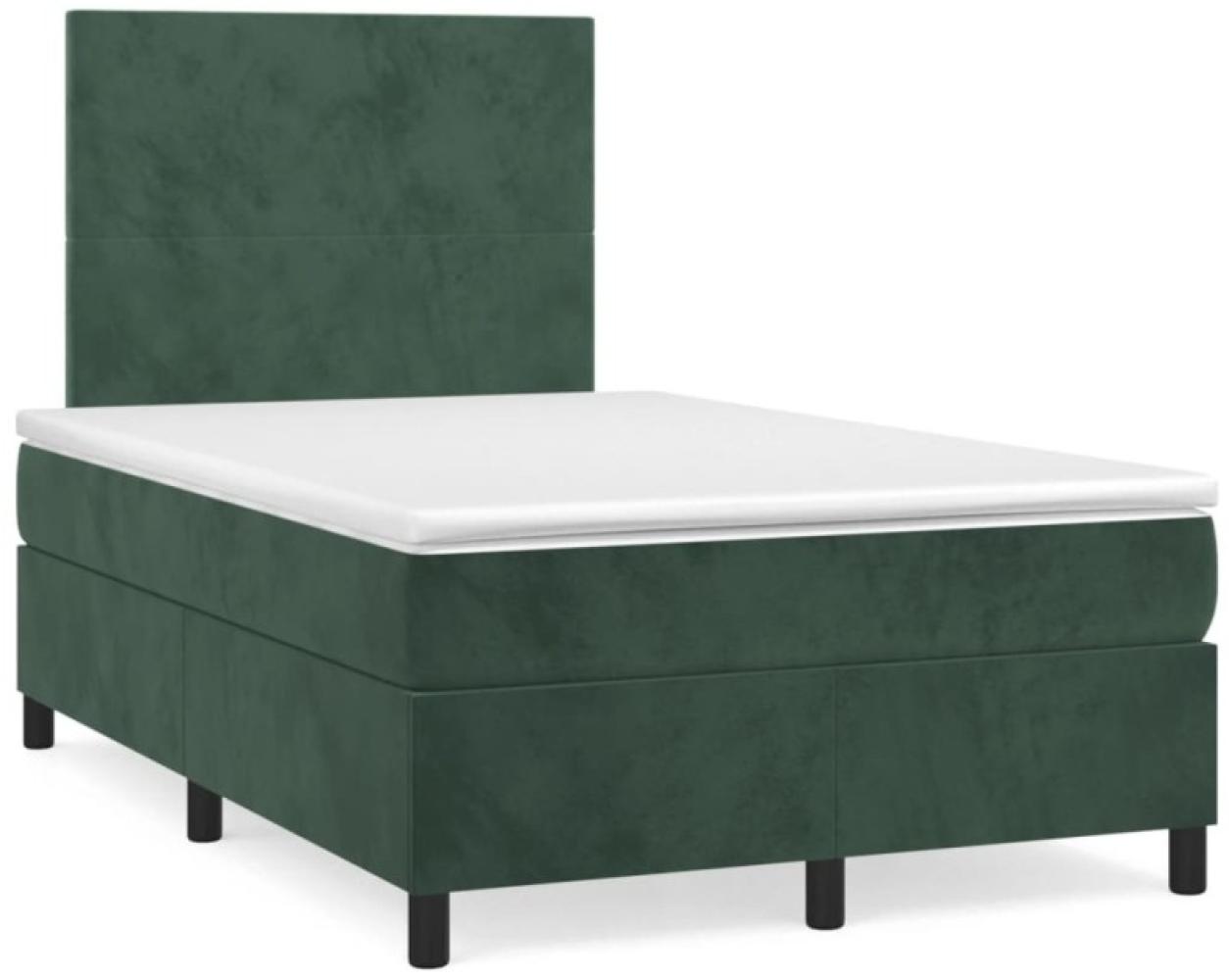 Boxspringbett mit Matratze Dunkelgrün 120x190 cm Samt (Farbe: Grün) Bild 1