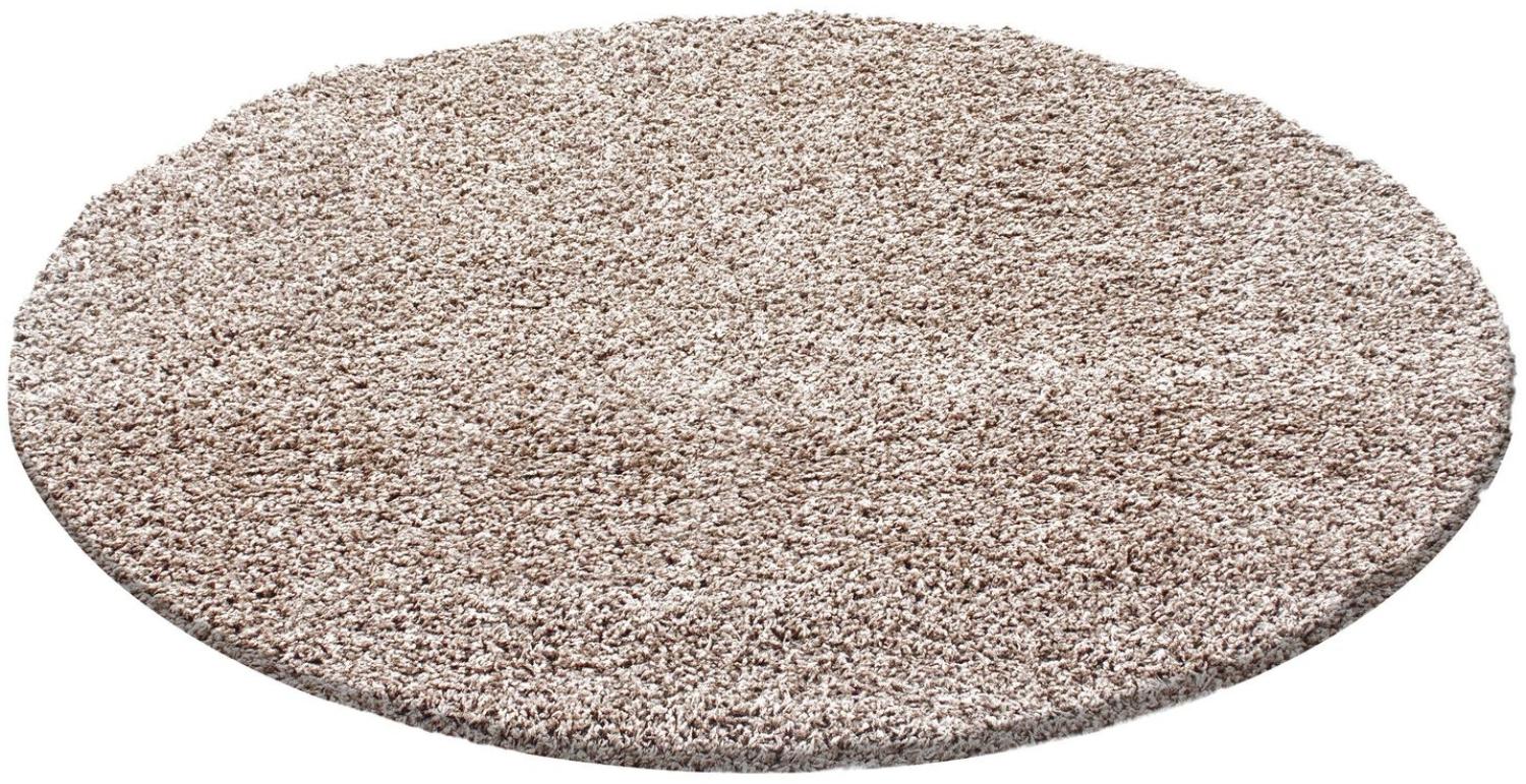 Hochflor Teppich Lux rund - 200 cm Durchmesser - Beige Bild 1