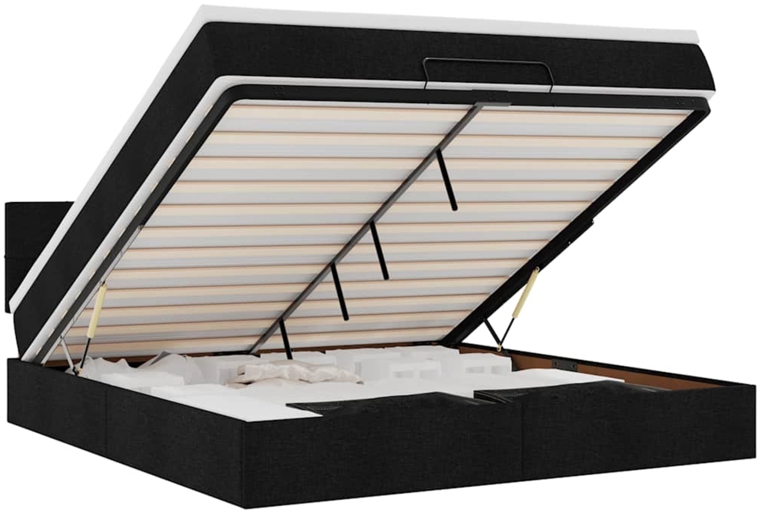 vidaXL Ottoman-Bett mit Matratze Schwarz 160x200 cm Stoff 3311472 Bild 1