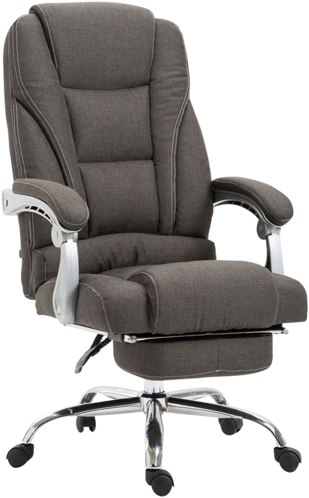 DELUKE® Bürostuhl MIAMI Stoff - 118 x 68 x 64, Dunkelgrau Stoff Metall in Chromoptik Gestell ergonomische Bürostühle Homeoffice Stuhl mit Rollen Bild 1