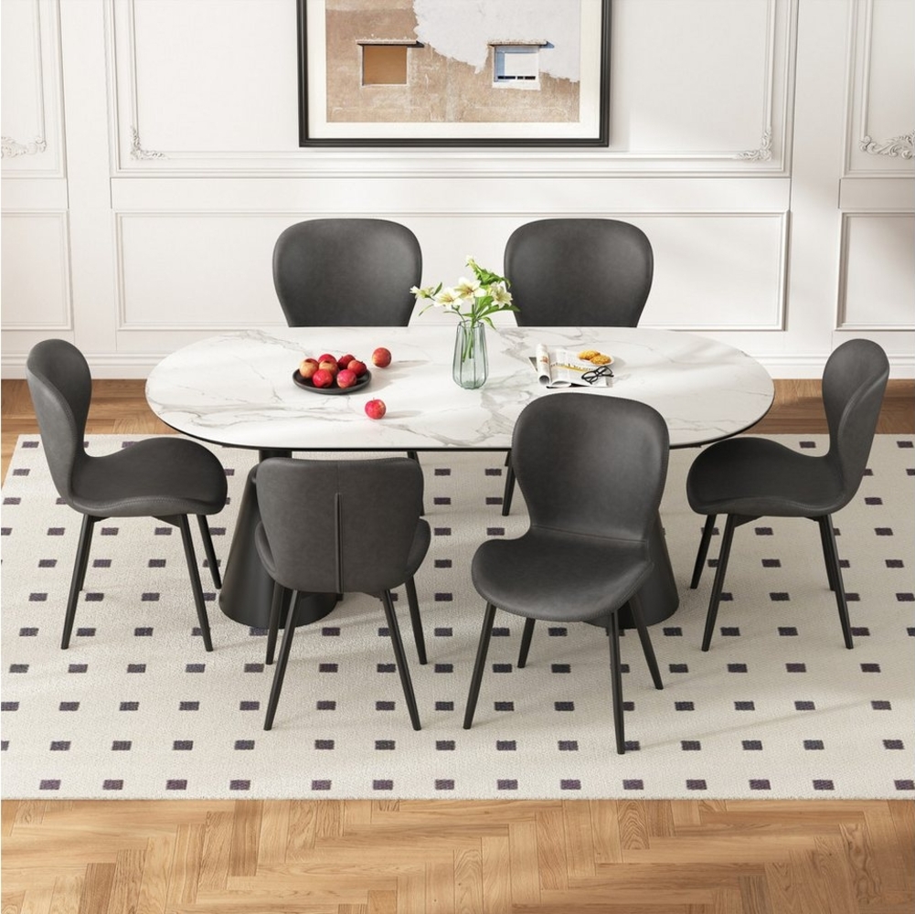 Flieks Esszimmerstuhl (Eisenbeine mit verstellbaren Füßen, Set, 6 St), 6er Set Polsterstühle Schalenstühle Küchenstühle Kunstleder Wohnzimmer Bild 1