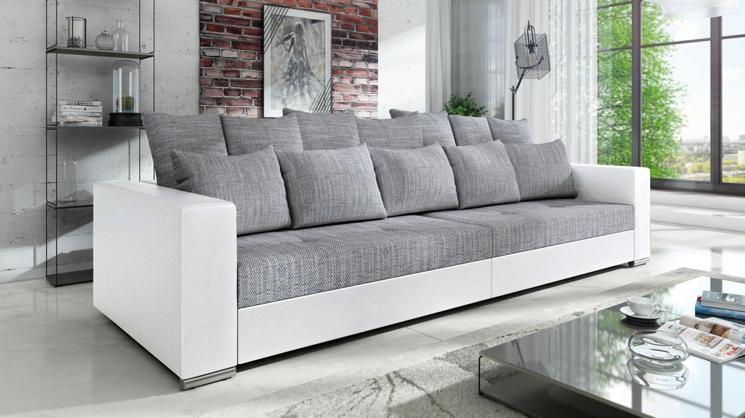 Modernes Big Sofa Wohnlandschaft Sofa Couch Jumbo XXL 1 - Weiß - Hellgrau Bild 1