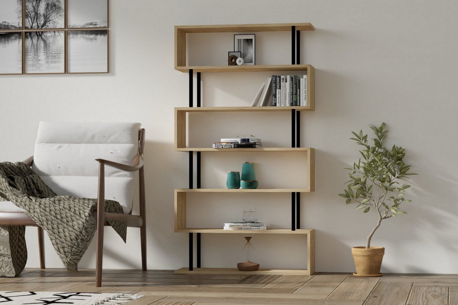 Skye Decor Bücherregal 100% MELAMINE COATED PARTICLE BOARD, 162,6 cm x 22 cm x 90 cm E1234 Bild 1