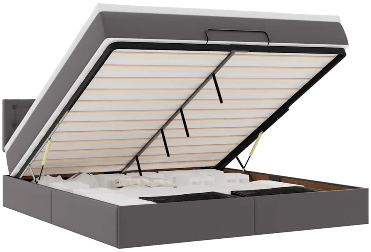 vidaXL Ottoman-Bett mit Matratze Grau 160x200 cm Kunstleder 3311316 Bild 1