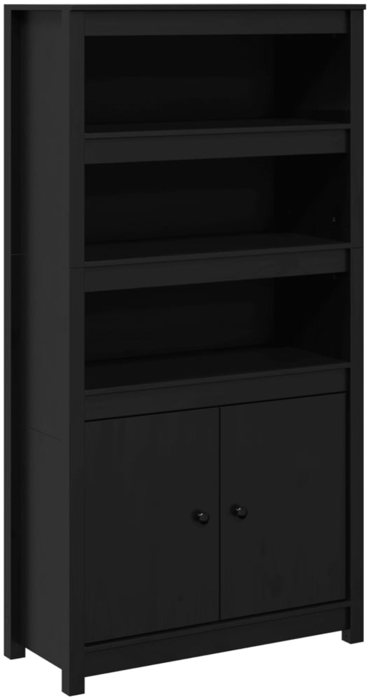 vidaXL Highboard Schwarz 80x35x154 cm Massivholz Kiefer 823523 Bild 1