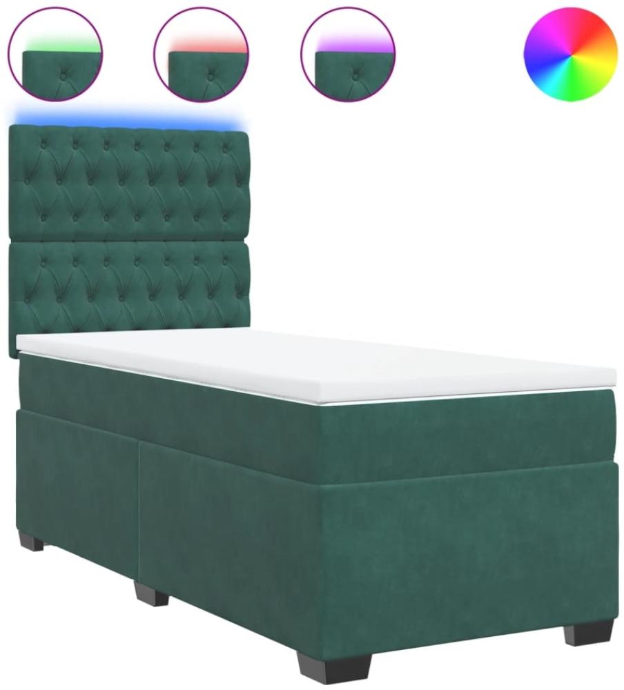 vidaXL Boxspringbett mit Matratze Dunkelgrün 90x190 cm Samt 3293095 Bild 1
