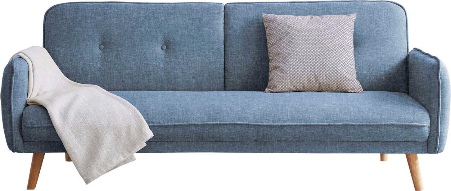 3-Sitzer Sofa Strukturstoff fein Blau mit Schlaffunktion 188 x 85 x 80 cm Bild 1