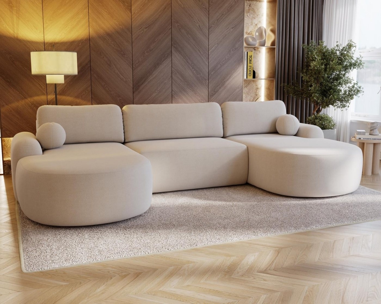 Compleo Ecksofa Design U-Form Ecksofa Bouclé, luxuriöses, runde Formen OLIO, Modern Wohnzimmer, komfortables Couch Bild 1