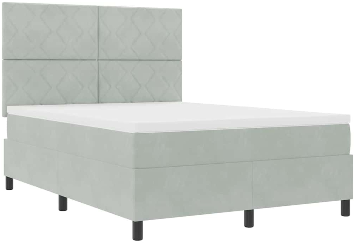 vidaXL LED Boxspringbett mit Matratze Hellgrau 140 x 200 cm Stoff 3343382 Bild 1