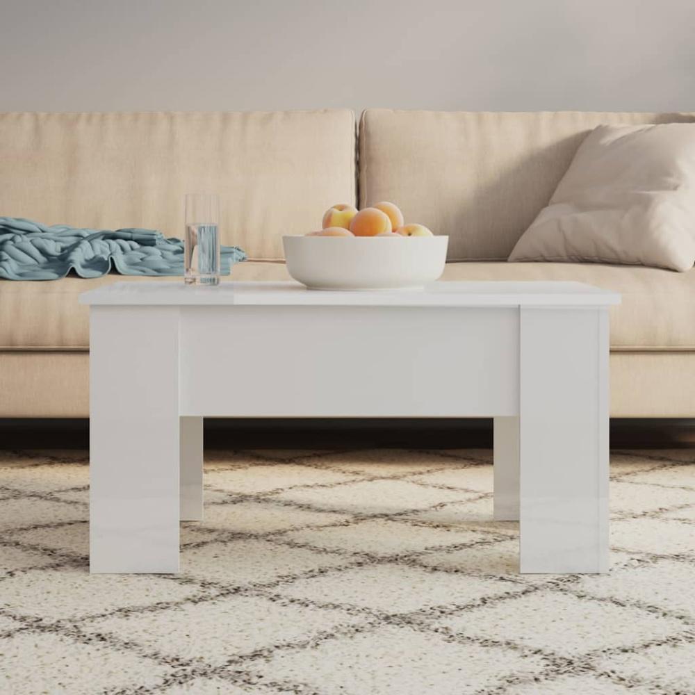 vidaXL Couchtisch Hochglanz-Weiß 79 x 49 x 41 cm Holzwerkstoff [809698] Bild 1