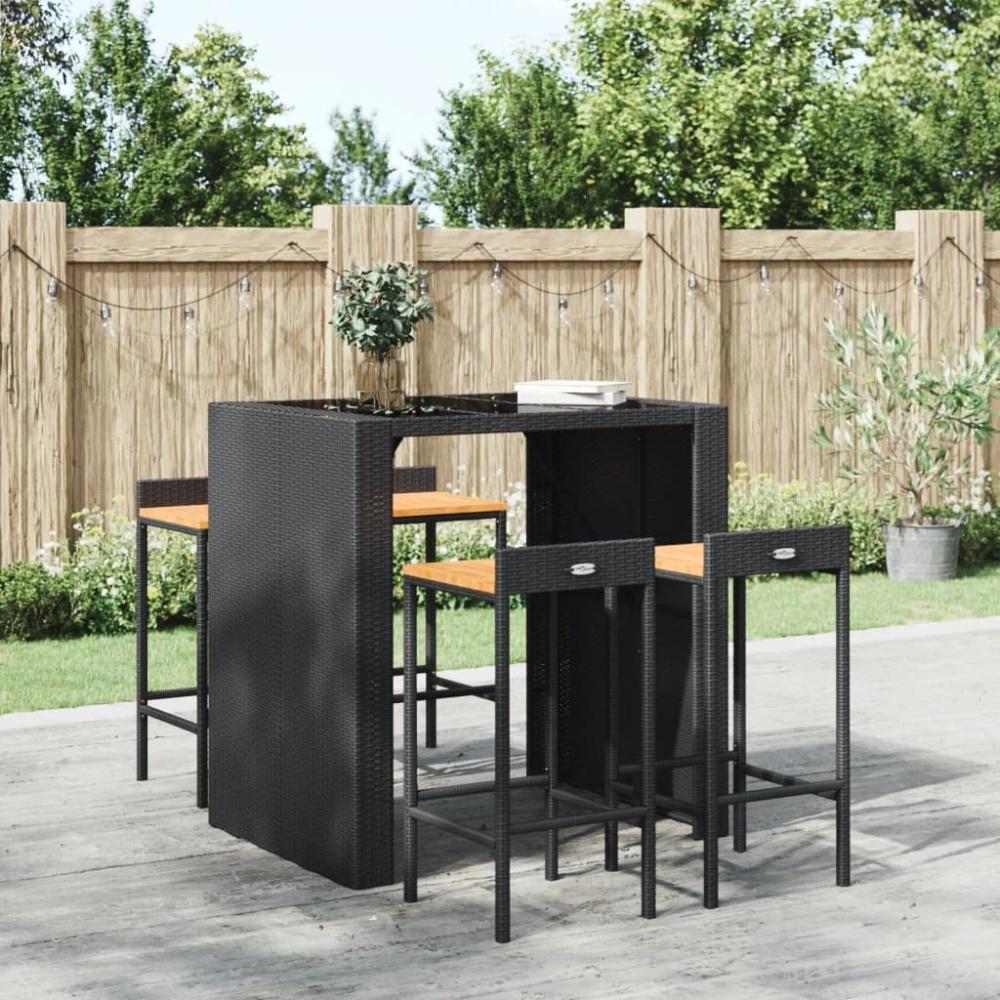 vidaXL Barhocker 4 Stk. Schwarz Poly Rattan und Massivholz Akazie 362604 Bild 1