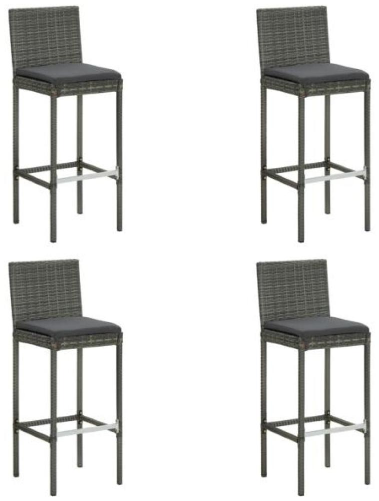 vidaXL Garten-Barhocker mit Kissen 4 Stk. Grau Poly Rattan 313438 Bild 1