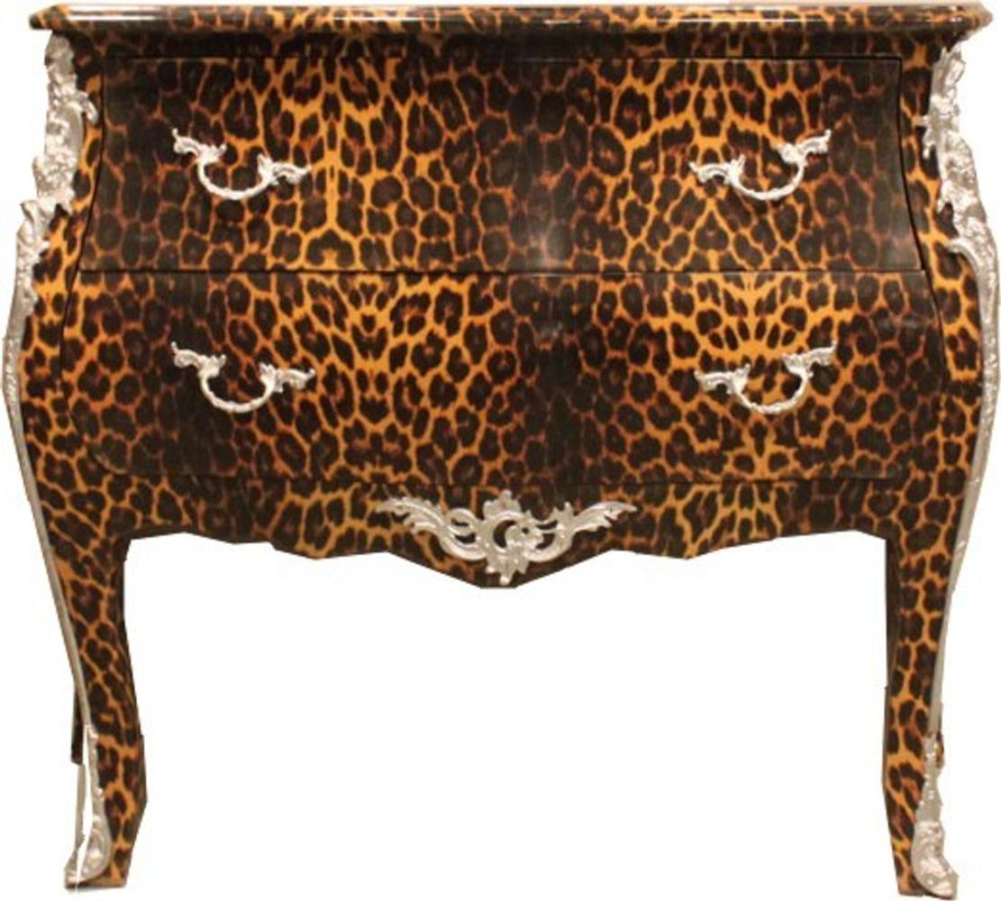 Casa Padrino Barock Kommode Leopard mit silbernen Metall Applikationen Bild 1