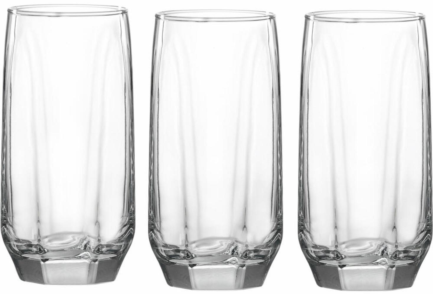 Ritzenhoff & Breker Longdrinkglas Ayala, 3er Set, Trinkglas, Saftglas, Wasserglas, Longdrink, Glas, Klar, 390 ml, 813197 Bild 1