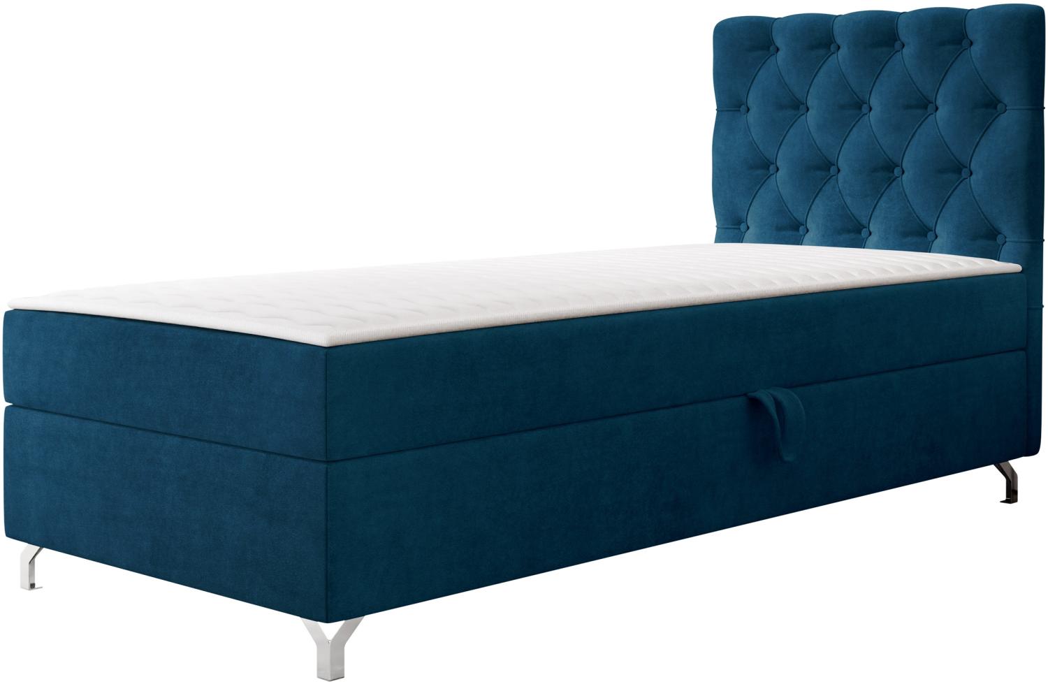 mirjan24 Boxspringbett mit H3-Matratze Cylio I  (Manila Seite: Links), blau, 90 x 200 cm Bild 1