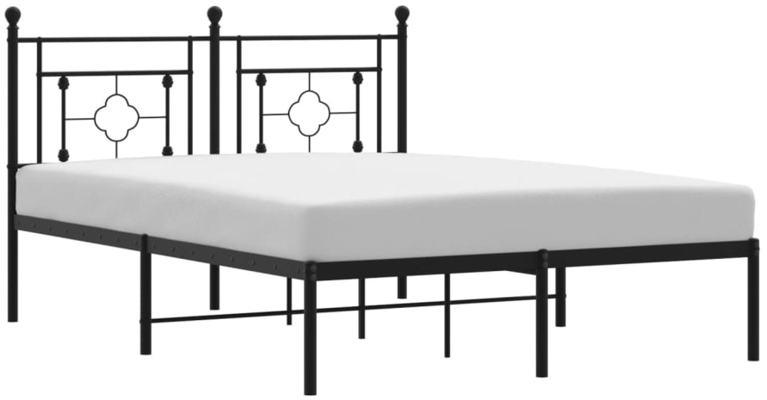 vidaXL Bettgestell mit Kopfteil Metall Schwarz 135x190 cm 374338 Bild 1